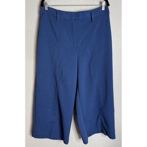 Ann Taylor Womens Size 12 Blue Pants Cropped Wide Leg‎ Preppy Nautical Beach